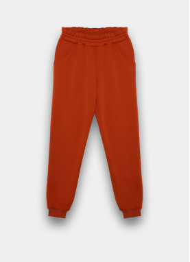 Спортивні брюки жіночі на флісі цегляного кольору